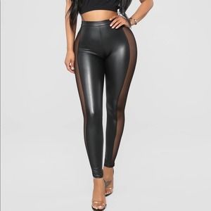 Fashion Nova Black Mesh Panel Leggings